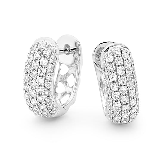 Round Brilliant Cut Diamond Cluster Huggie Earrings image 0