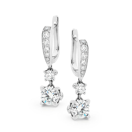 Round Brilliant Cut Diamond Drop Earrings image 0