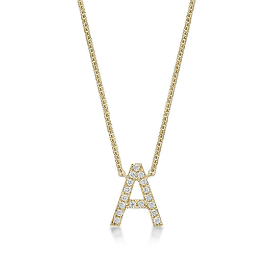 9K Round Brilliant Cut Diamond Initial Pendant image 0