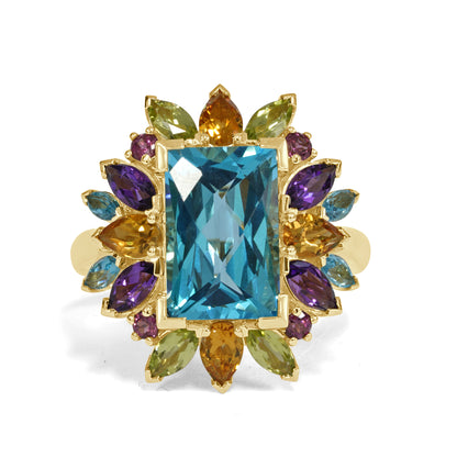 Blue Topaz and Coloured Gemstone Cocktail Ring image 0