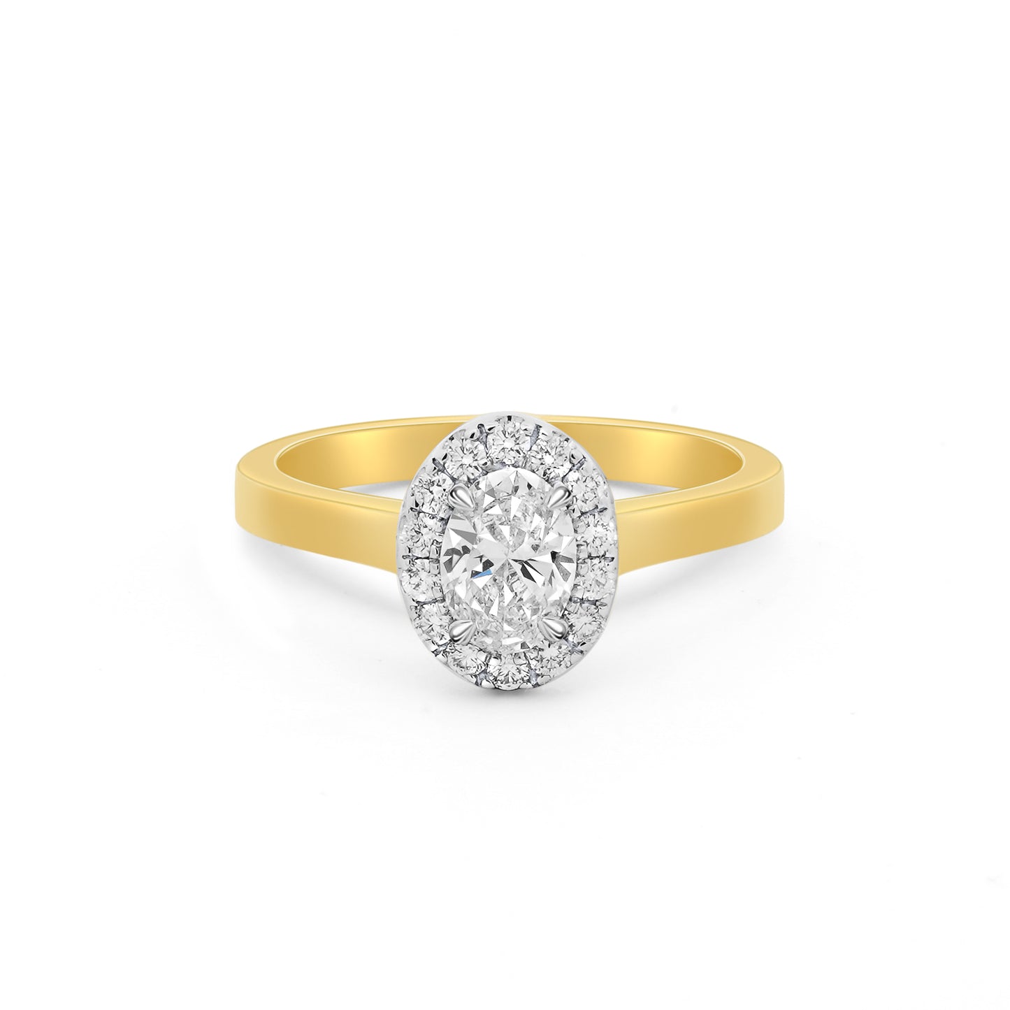 18K Oval Diamond Halo Engagement Ring