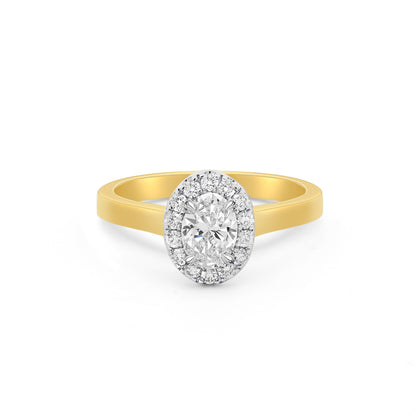 18K Oval Diamond Halo Engagement Ring