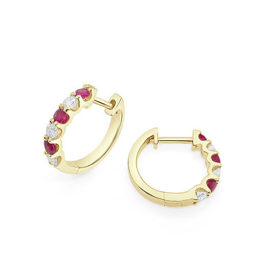 Ruby and Diamond Huggie Earrings image 0