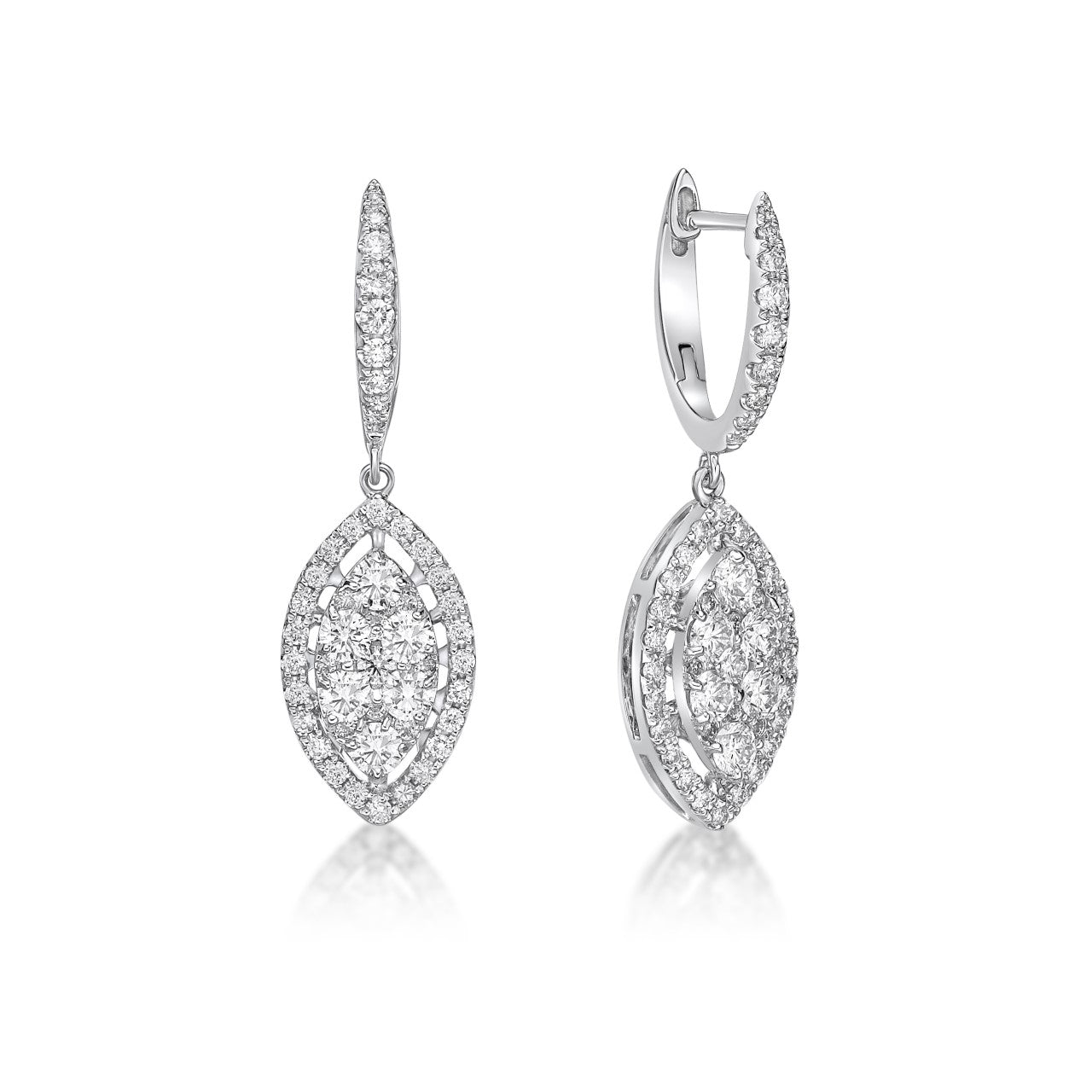 Round Brilliant Cut Diamond Marquise Shape Drop Earrings image 0