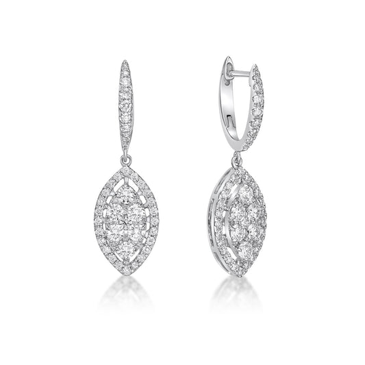 Round Brilliant Cut Diamond Marquise Shape Drop Earrings image 0