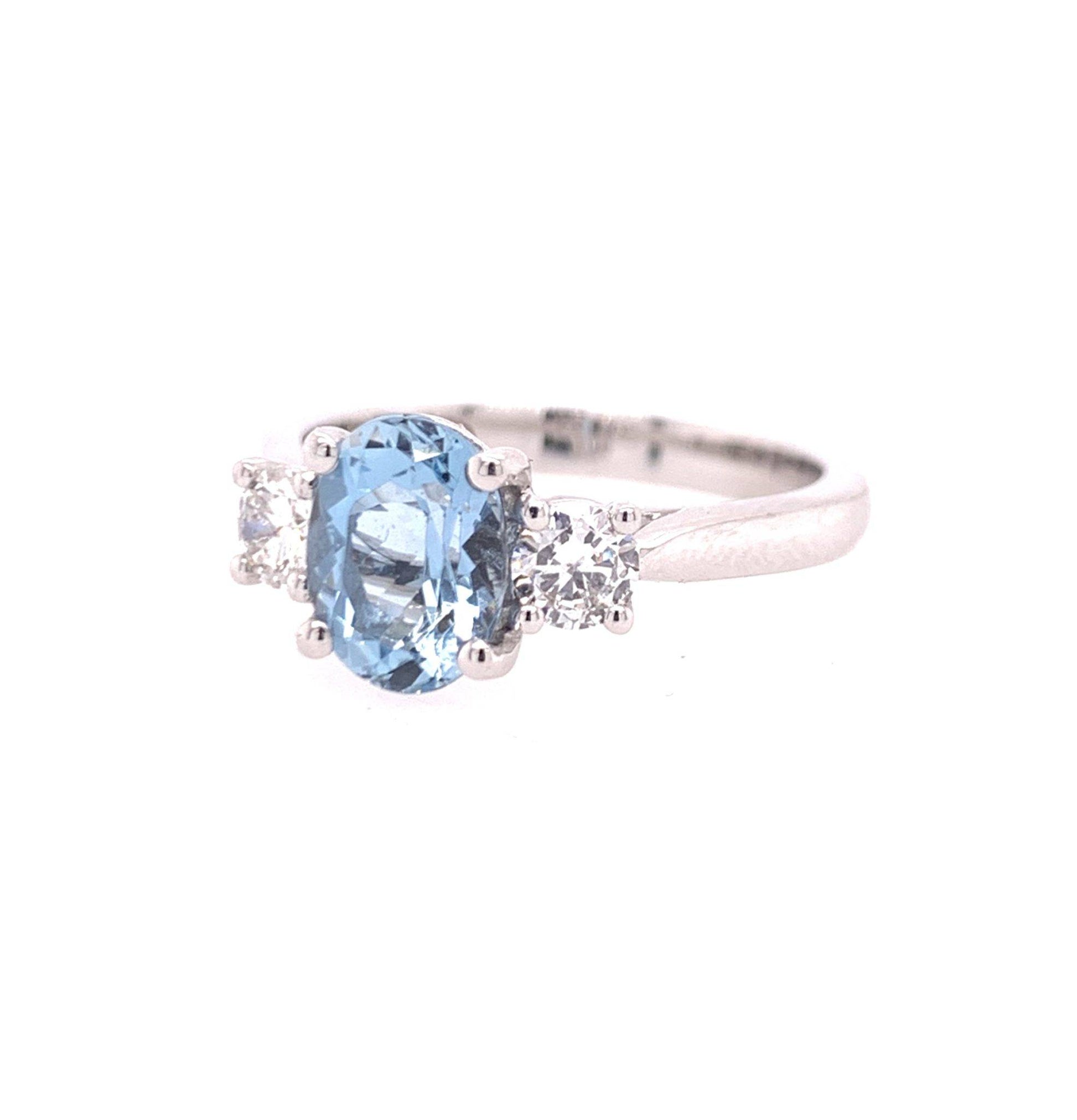 18k Oval Aquamarine Trilogy Dress Ring image 1