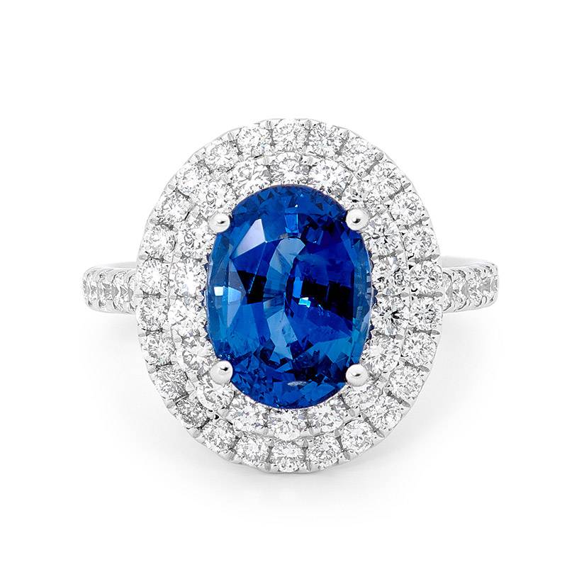 Ceylon Sapphire Double Halo Ring image 0