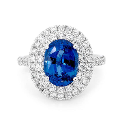 Ceylon Sapphire Double Halo Ring image 0