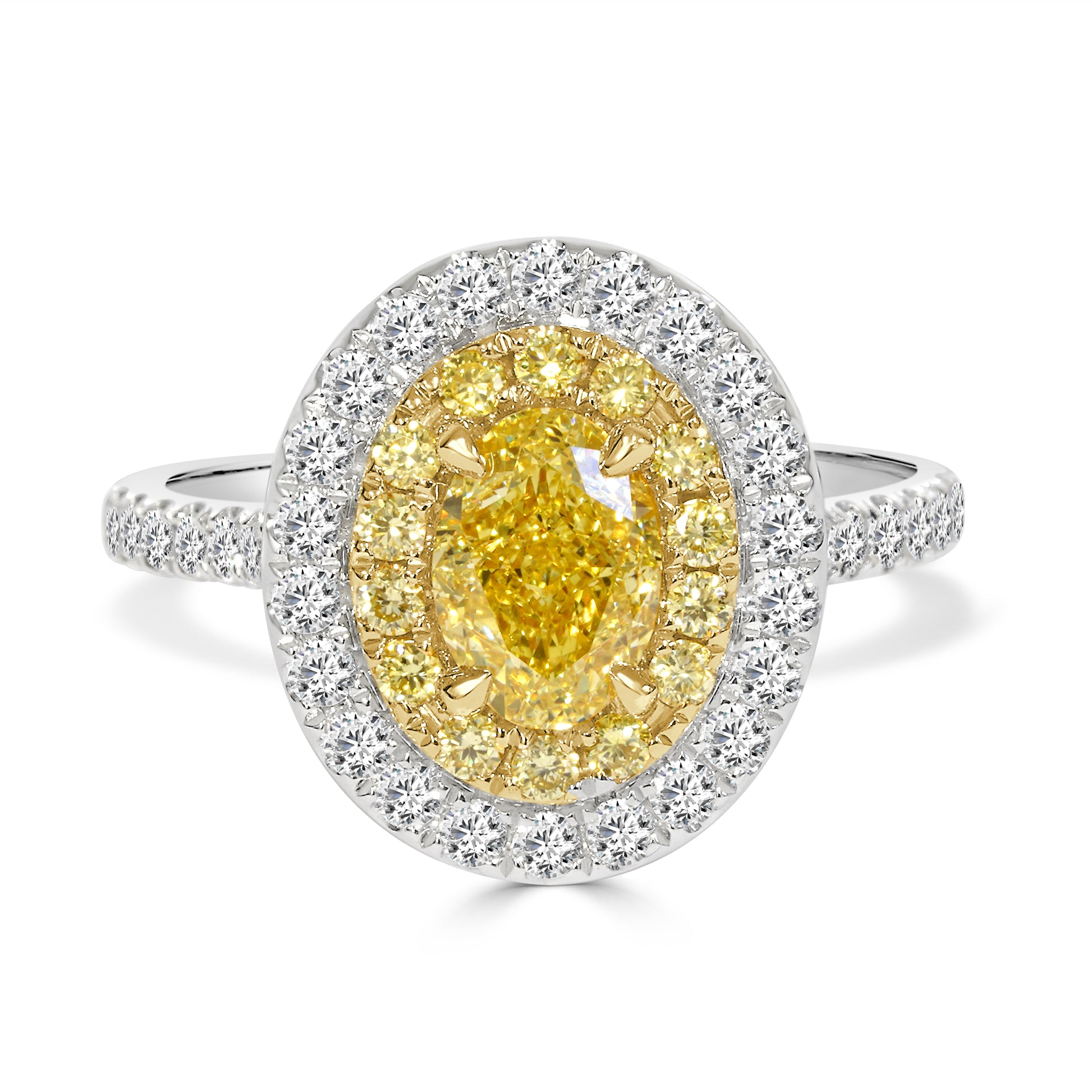 Yellow Diamond Double Halo Enagagement Ring image 0