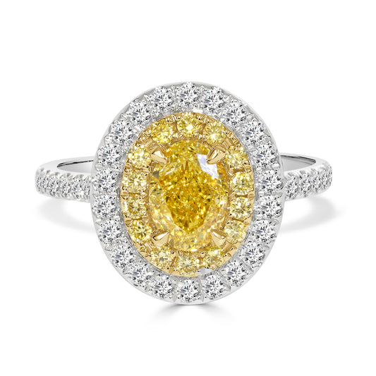 Yellow Diamond Double Halo Enagagement Ring image 0