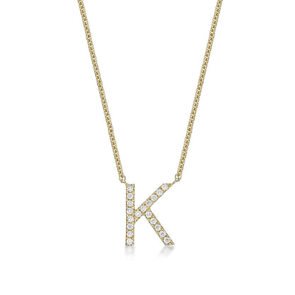 9K Round Brilliant Cut Diamond Initial Pendant image 2