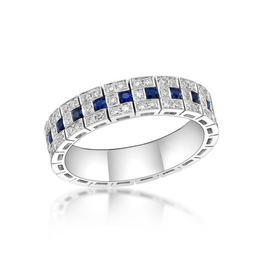 Round Brilliant Cut Diamond and Sapphire Ring image 0