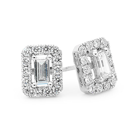 Baguette Cut Halo Studs image 0
