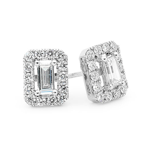 Baguette Cut Halo Studs image 0