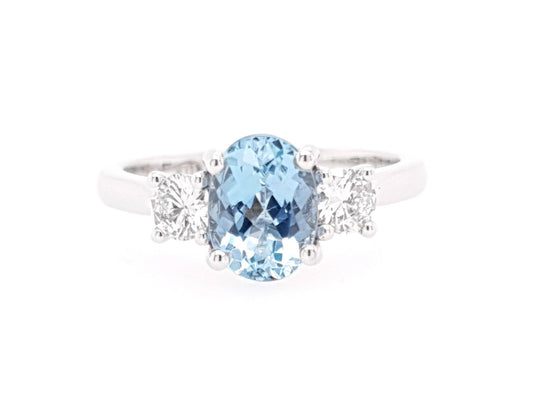 18k Oval Aquamarine Trilogy Dress Ring image 0