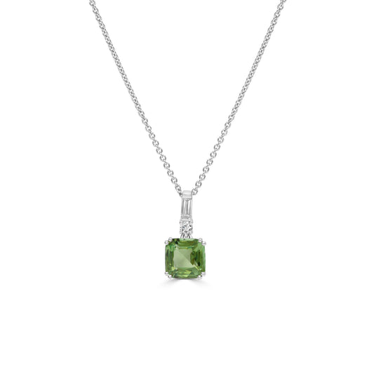 Green Tourmaline and Diamond Pendant image 0