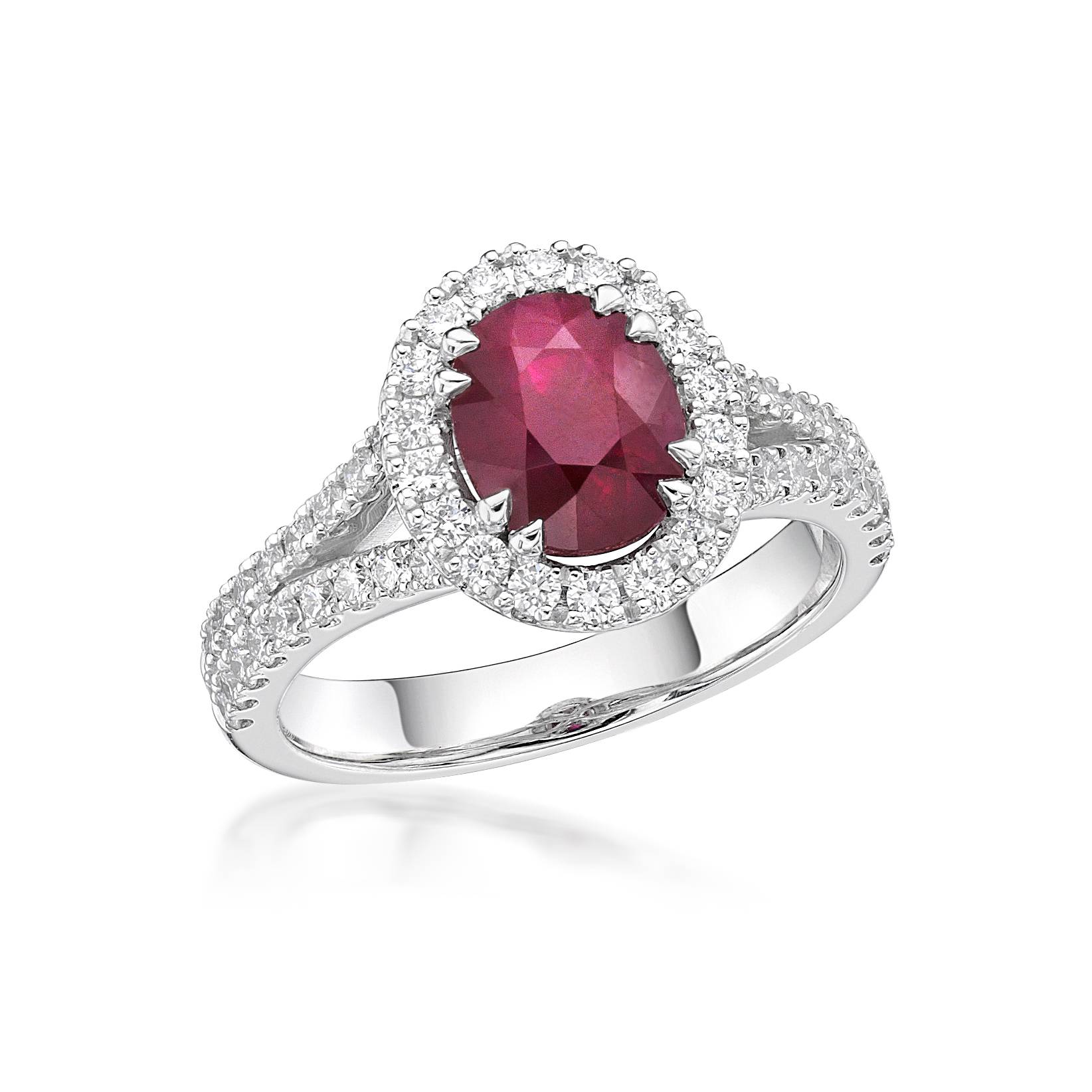 Electra - Ruby Split Band Halo Dress Ring image 1