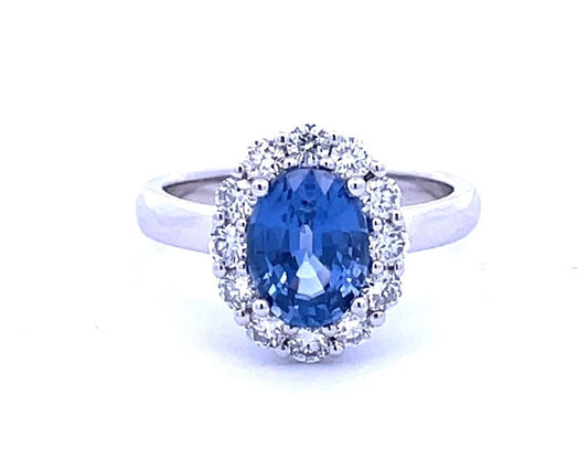 Ceylon Sapphire and Round Brilliant Cut Diamond Ring image 0