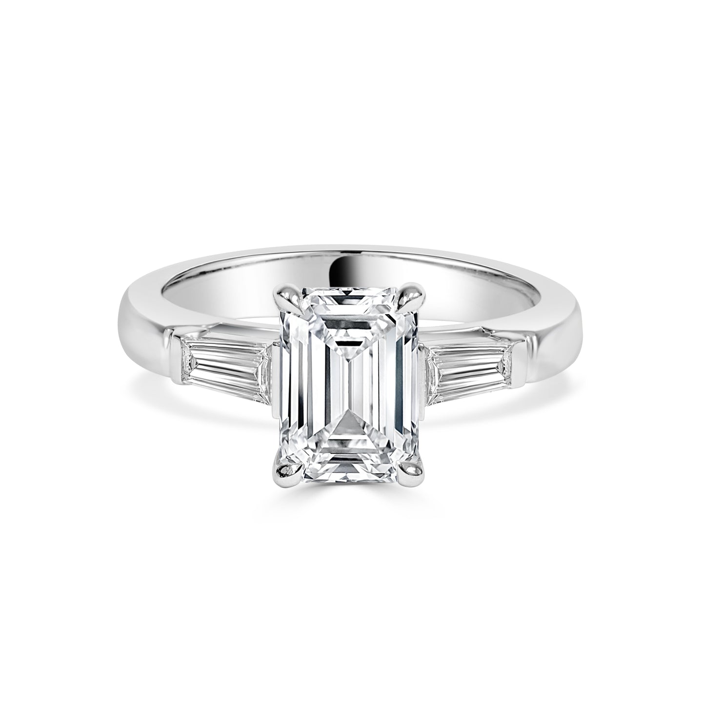 Elara - Emeral cut trilogy enagement ring