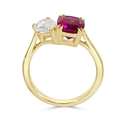 Rubelite and Diamond Duo Ring