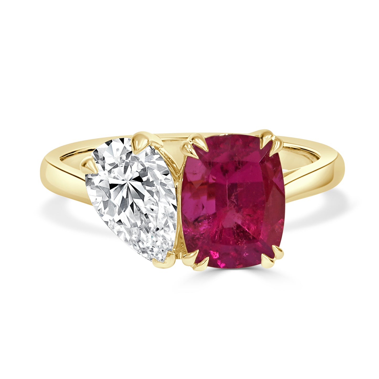 Rubelite and Diamond Duo Ring