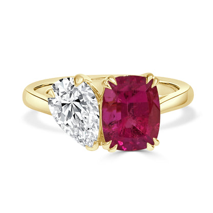 Rubelite and Diamond Duo Ring