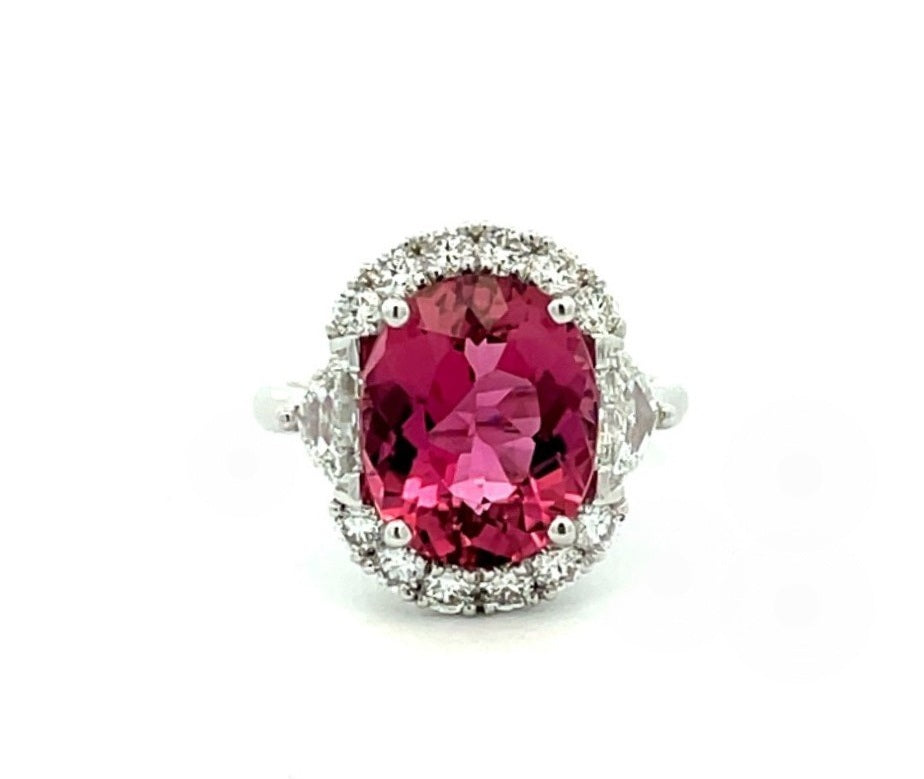 Oval Pink Tourmaline and Diamond Dress Ring image 0