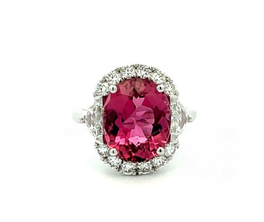 Oval Pink Tourmaline and Diamond Dress Ring image 0
