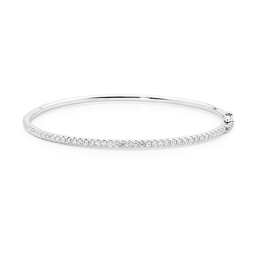 18k 1.00 Ct Round Brilliant Cut Diamond Bangle image 0