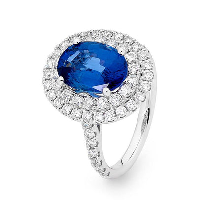 Ceylon Sapphire Double Halo Ring image 1