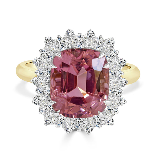 Pink Tourmaline and Diamond Halo Dress Ring image 0