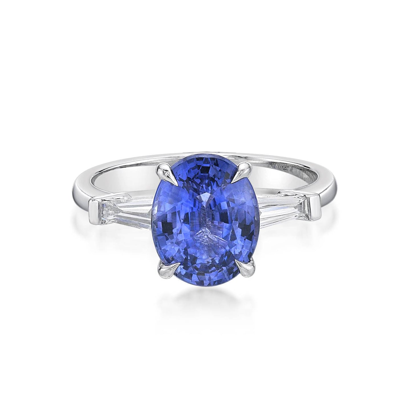 Oval Ceylon Sapphire Trilogy Ring image 0