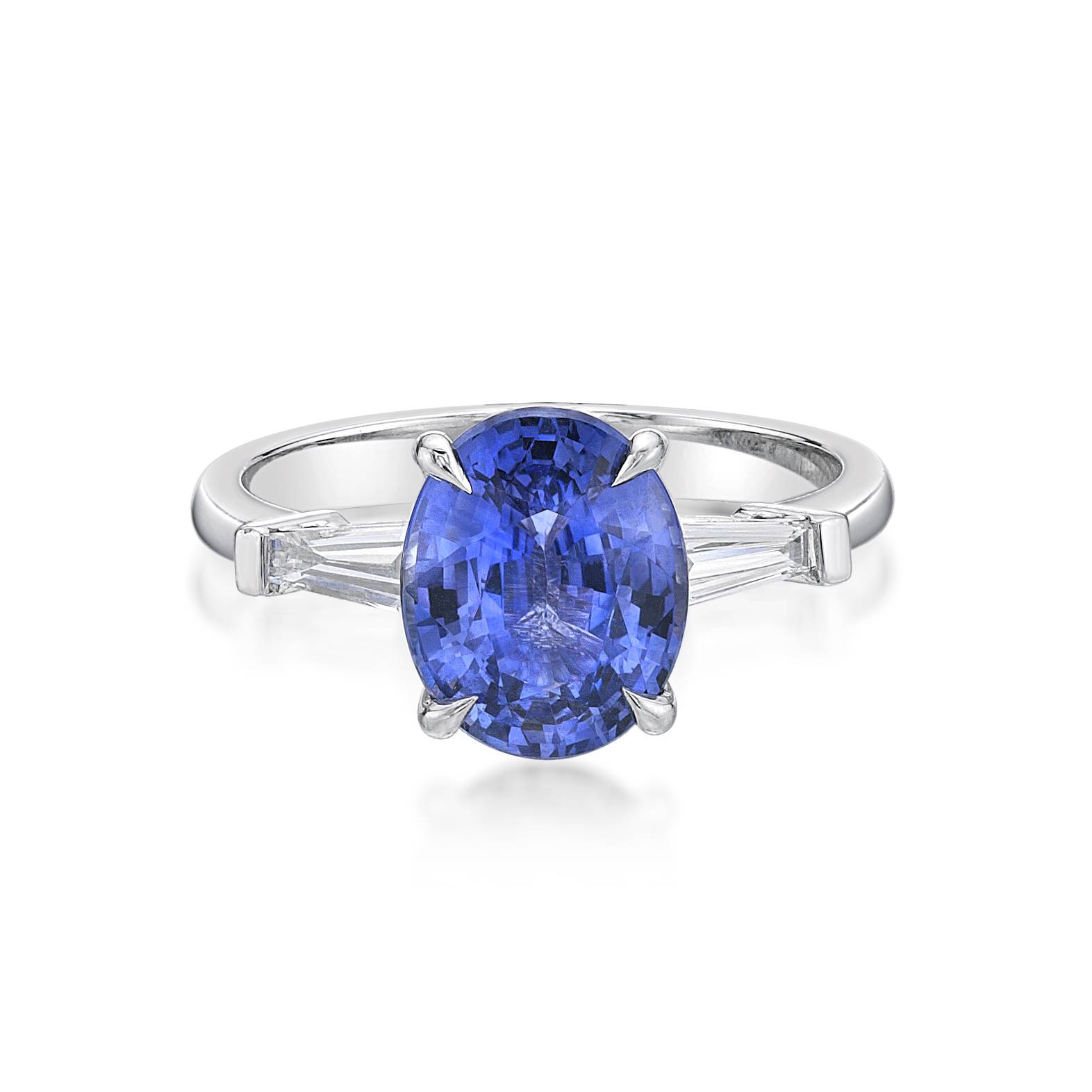 Oval Ceylon Sapphire Trilogy Ring image 0
