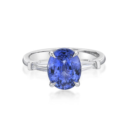 Oval Ceylon Sapphire Trilogy Ring image 0