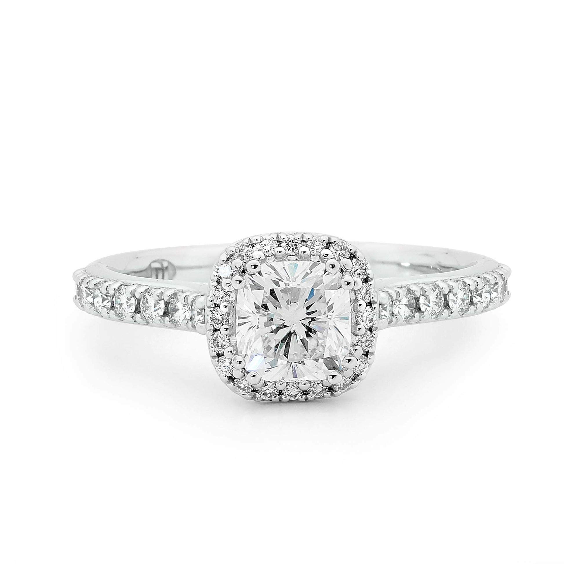 18K Gold Half Carat Cushion Cut Halo Engagement Ring image 0