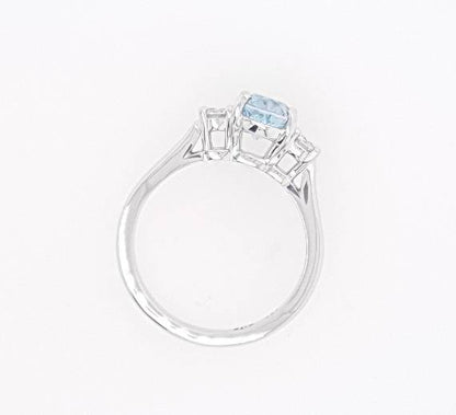 18k Oval Aquamarine Trilogy Dress Ring image 2