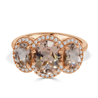 Morganite and Round Brilliant Cut Diamond Dress Ring image 0