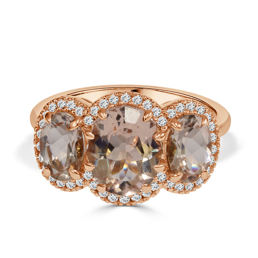 Morganite and Round Brilliant Cut Diamond Dress Ring image 0