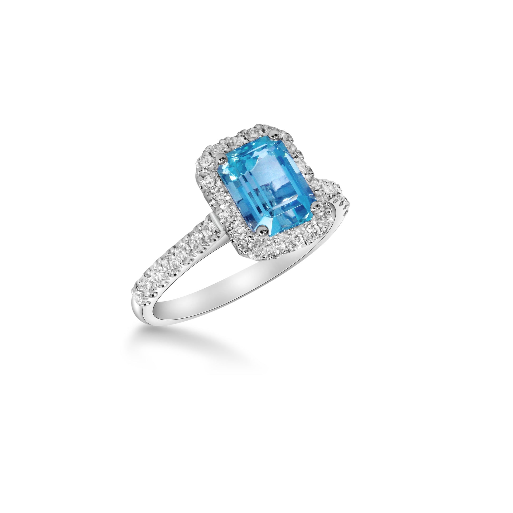 Emerald Cut Aquamarine and Diamond set Dress Ring image 1