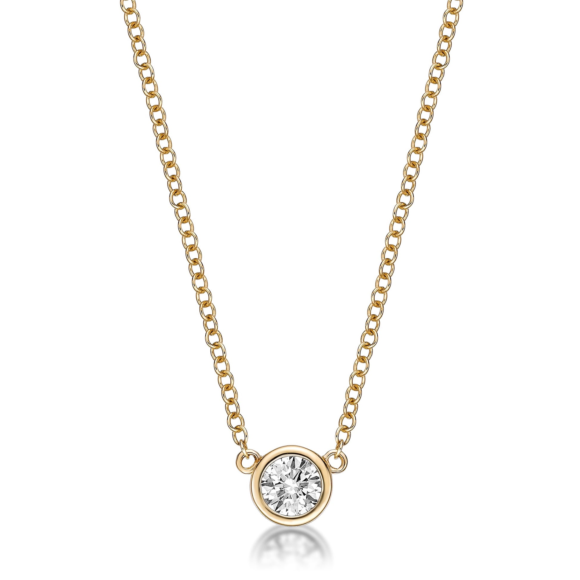 Round Brilliant Cut Bezel Set Diamond with Fine Chain image 0