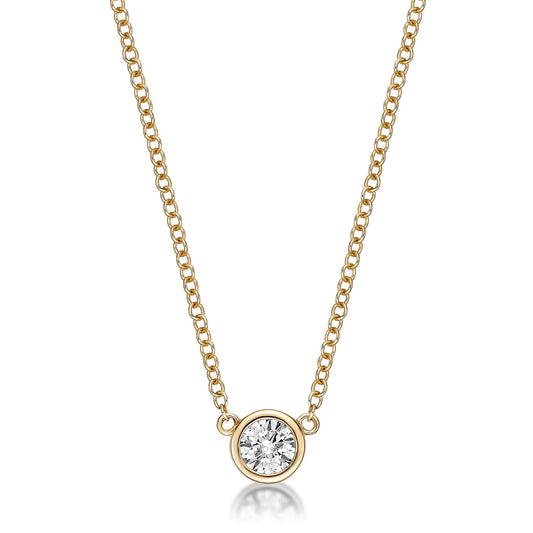 Round Brilliant Cut Bezel Set Diamond with Fine Chain image 0