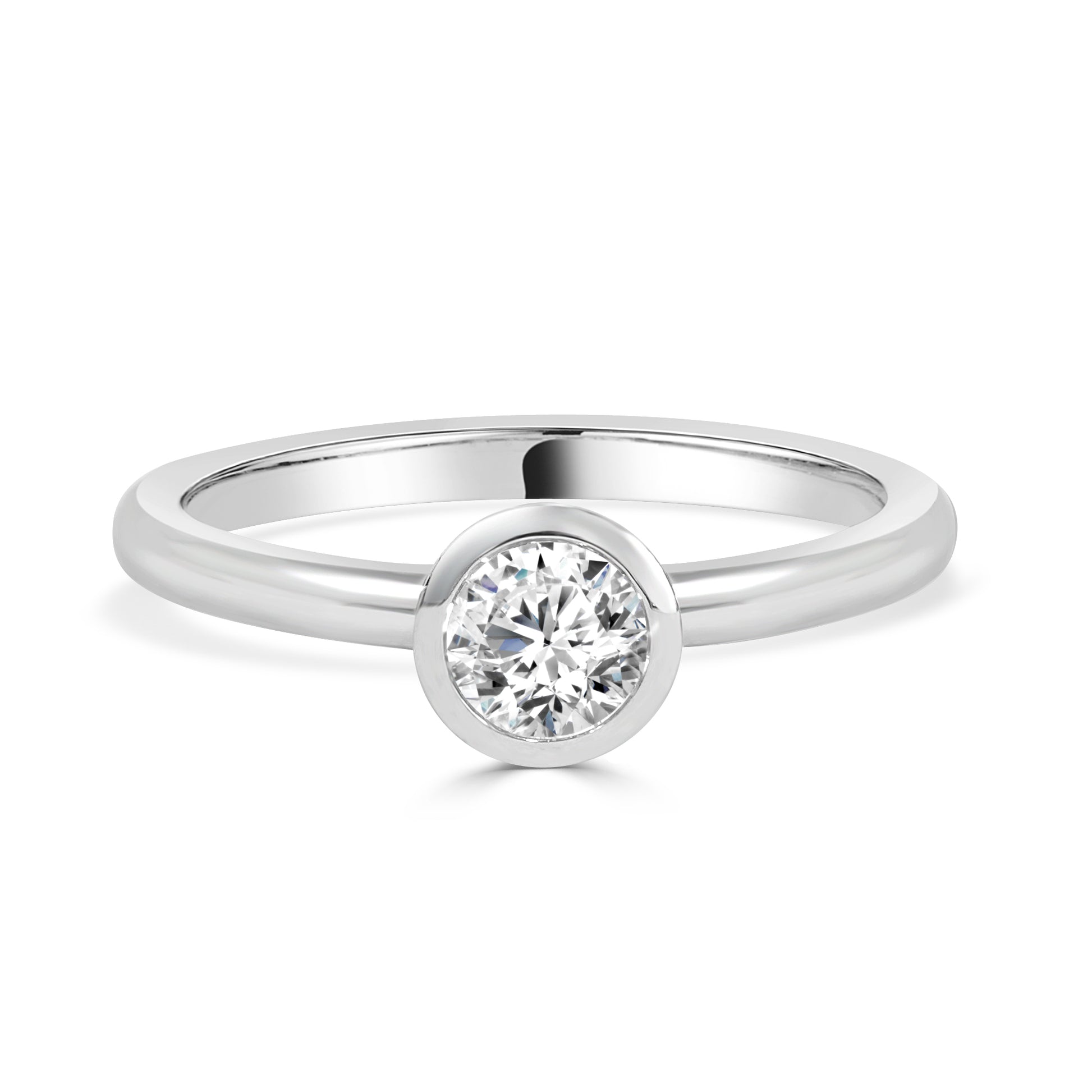 Bezel Set Round Brilliant Cut Diamond Engagement Ring image 0