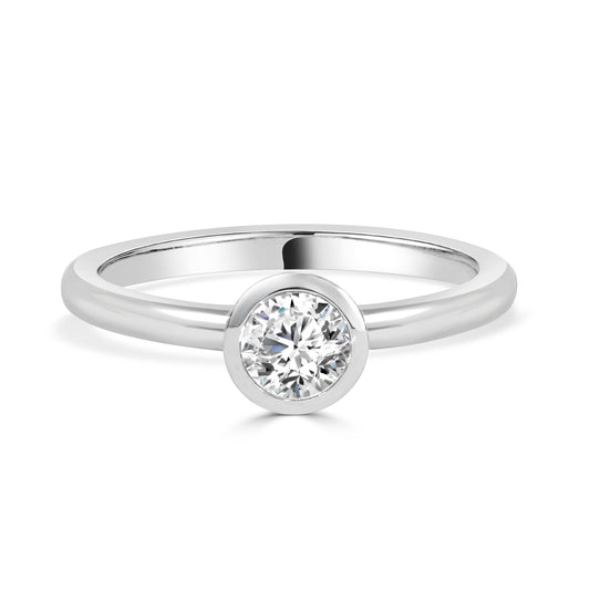 Bezel Set Round Brilliant Cut Diamond Engagement Ring image 0