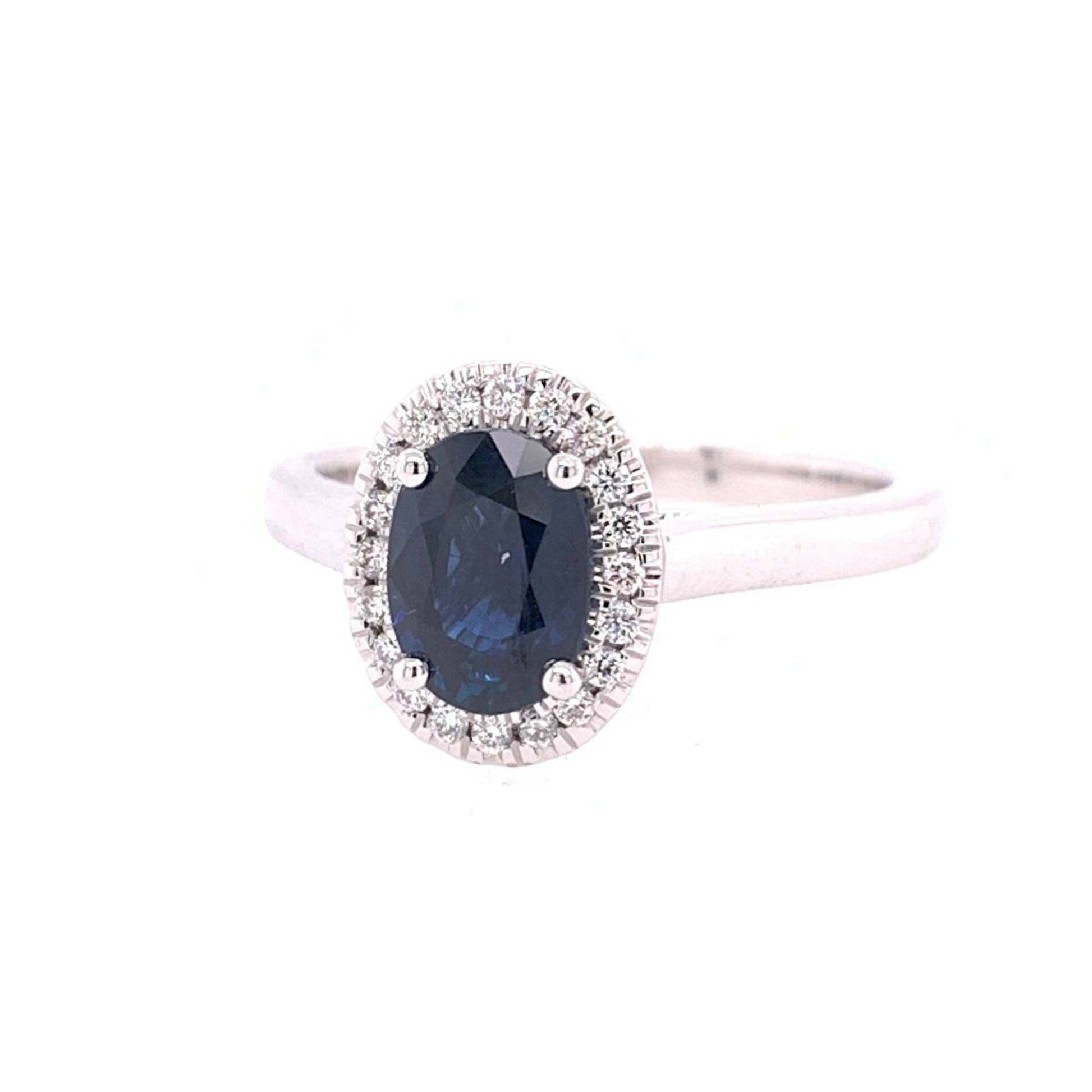 18K White Gold Sapphire & Diamond Halo image 1