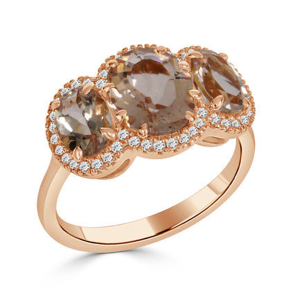 Morganite and Round Brilliant Cut Diamond Dress Ring image 1