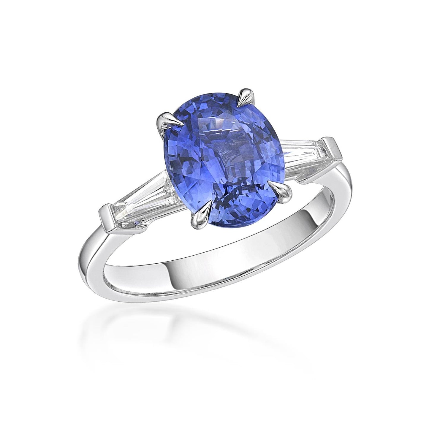 Oval Ceylon Sapphire Trilogy Ring image 1