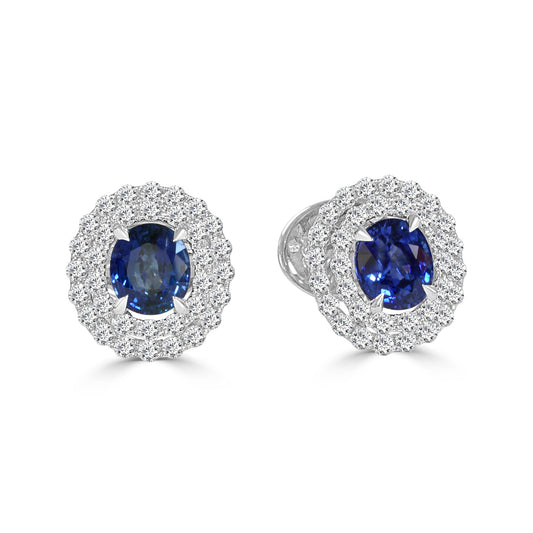 Ceylon Sapphire Halo Studs image 0