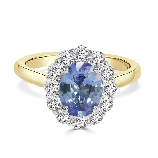 Ceylon Sapphire and Round Brilliant Cut Diamond Dress Ring image 0