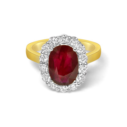 Oval Ruby and Diamond Halo Dress Ring image 0