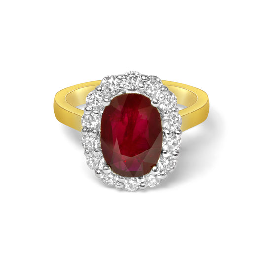 Oval Ruby and Diamond Halo Dress Ring image 0